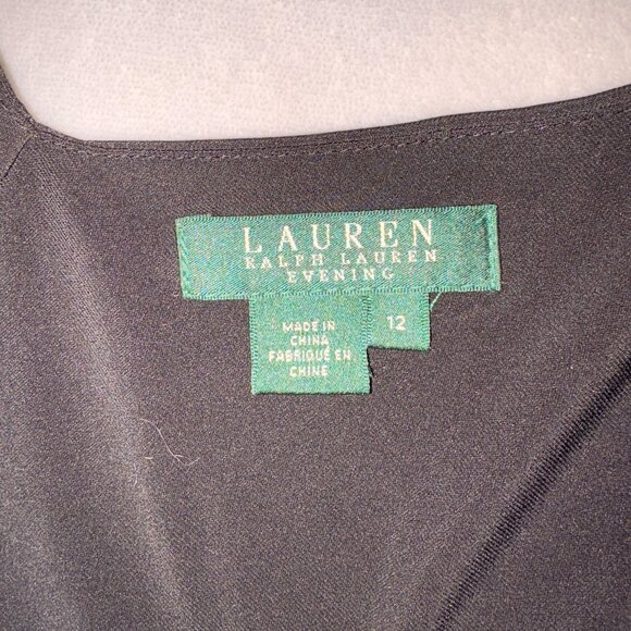 Lauren Ralph Lauren Black ruched jersey wrap dress, Size 12 - Picture 6 of 6